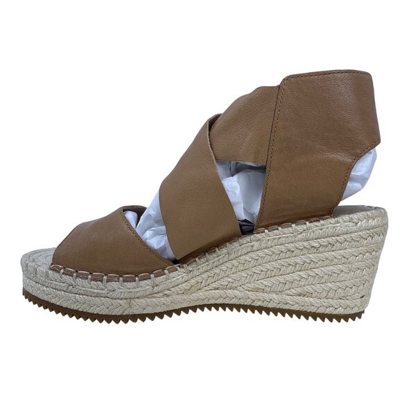Eileen Fisher Women's Willow Tumbled Tan Leather Wedge Espadrille Sandal 8 - Picture 3 of 10